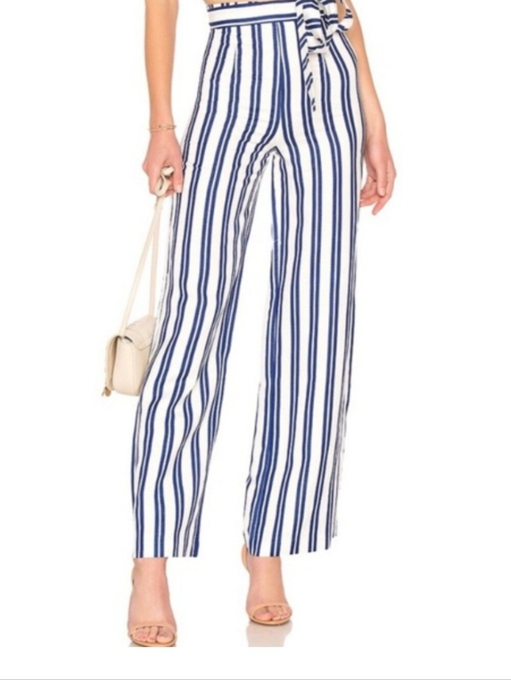 BCBGeneration Navy & White Vertical Stripe Wide-Leg Pants